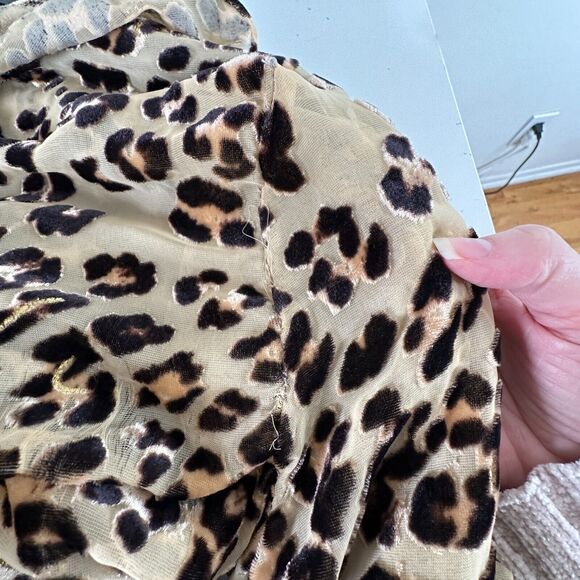 House of Harlow 1960 Cheetah Print Lafayette Wrap Front Tie Maxi Dress Ruffle L - Picture 9 of 16